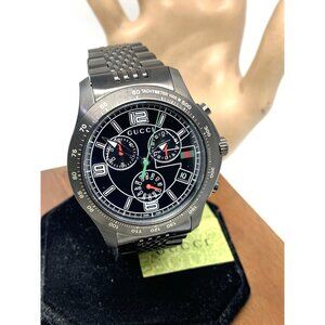 Gucci Men's Watch YA126217 G-Timeless Swiss Quartz Chronograph Black Steel 46mm